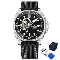 Механічний годинник з автопідзаводом для дайвінгу Pagani Design PD-1736 Silver-Black