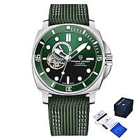 Механічний годинник з автопідзаводом для дайвінгу Pagani Design PD-1736 Silver-Green