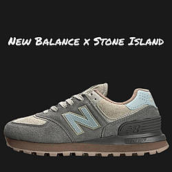 Жіночі замшеві кросівки New Balance x Stone Island Grey Pink, кеди нью беленс стон айленд 36