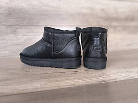 Ugg уги ЧОРНІ міні шкіряні натуральники низькі (h = 11.5) унісекс зима напівчоботи, фото 5