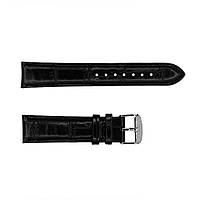 Ремінець для годинника 20 мм Шкіряний чорний срібло