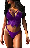 Фіолетовий жіночий комплект білизни трусики та ліф топ без кісточок, фото 2
