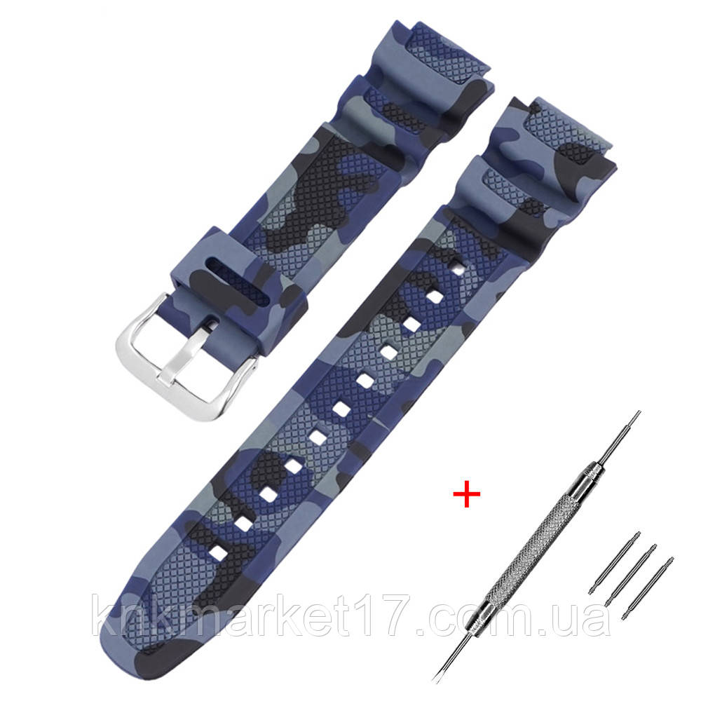 Ремешок для Casio G-Shock AQ-S800/AE-1200 Camo Dark Blue SL, фото 1