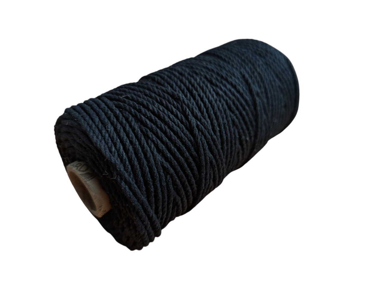 Канат для макраме, бавовняний 3 мм, 100 метрів, чорний, на бумажній фтулці