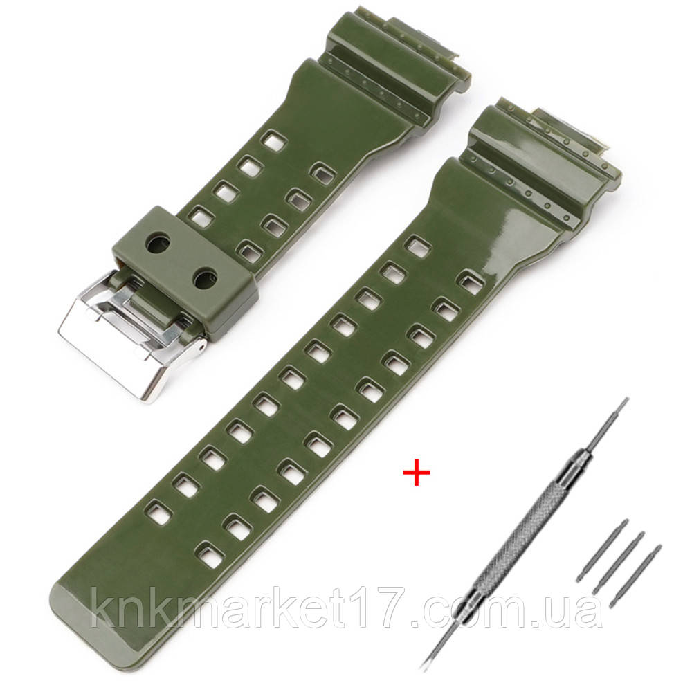 Ремінець для Casio G-Shock GA-100/110 Army Green-Glossy SI, фото 1