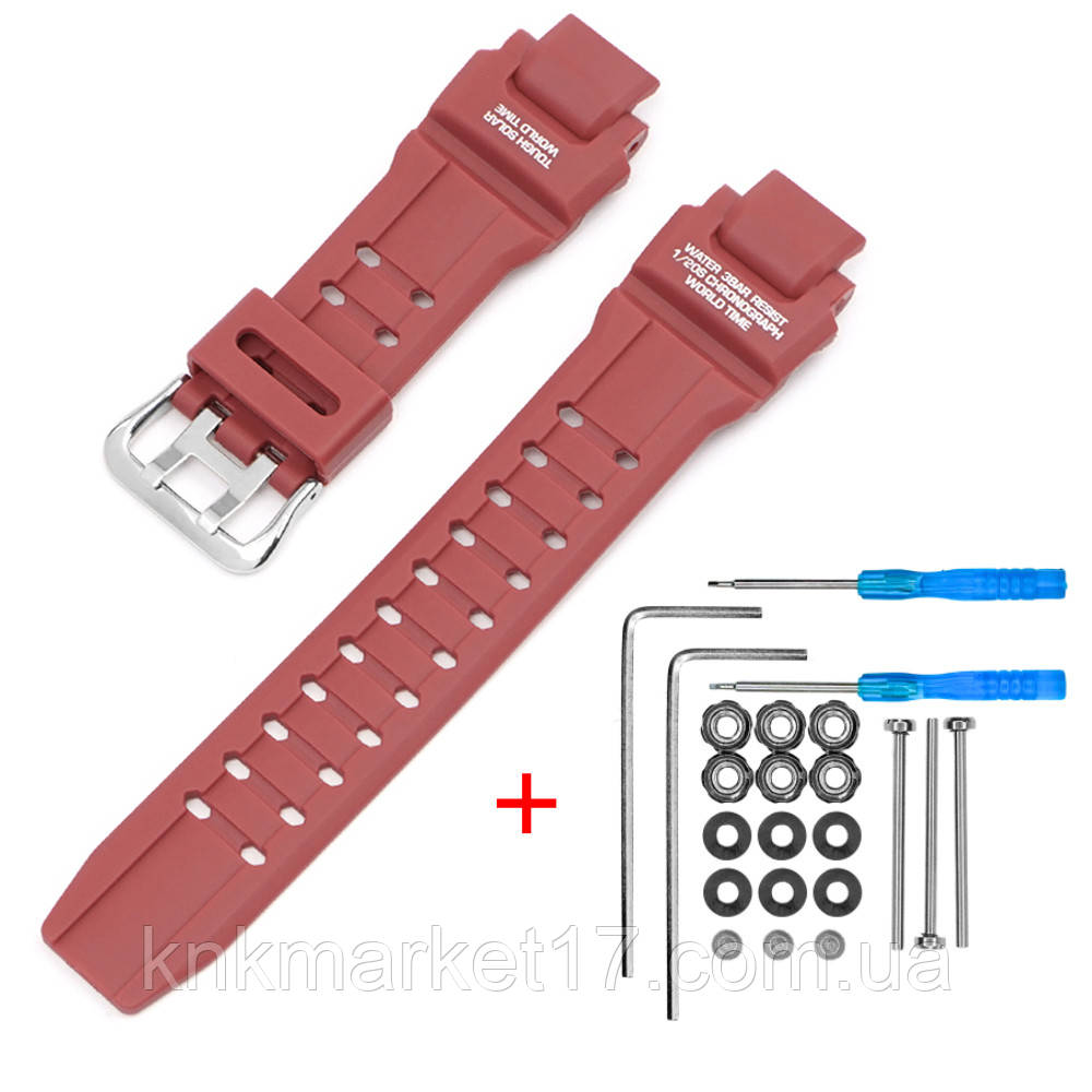 Ремінець для Casio G-Shock GW-A1000/GW-4000/GA-1000 Red Silver, фото 1
