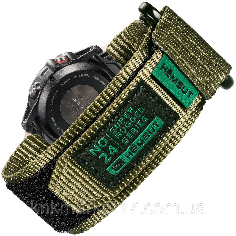 Ремінець для годинника Hemsut HS121 Super Strong Nylon Garmin Green 22 mm, фото 1