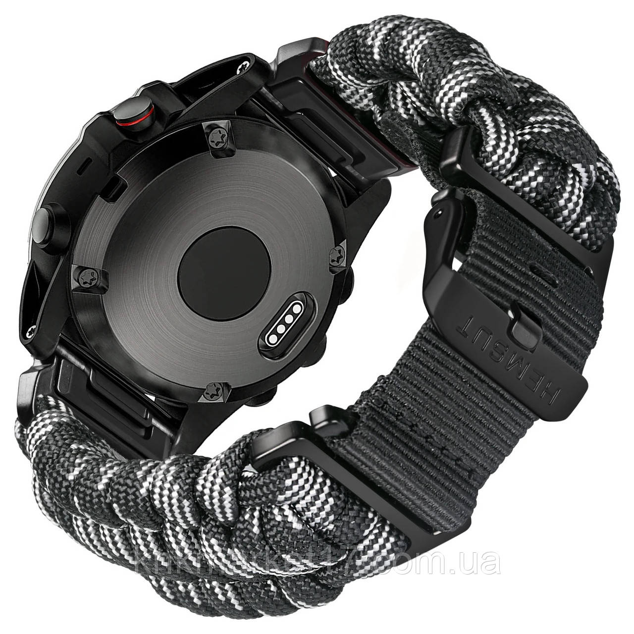Ремінець для годинника Hemsut HGA145 Rugged Paracord Camo Grey Garmin 22 mm, фото 1