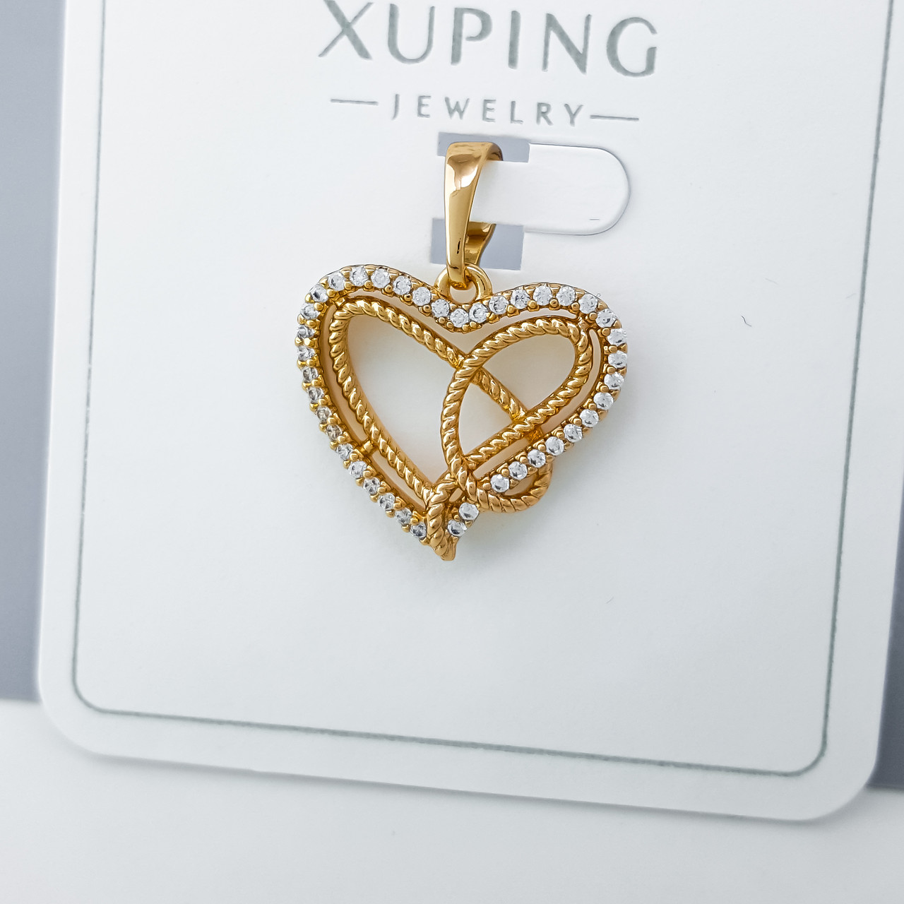 Кулон "Ніжне Серце" зі вставкою цирконію, медичне золото Xuping 18К