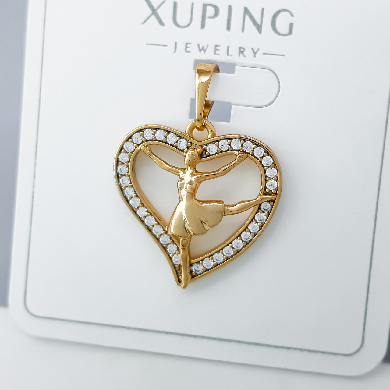 Кулон "Балерина в Серці" зі вставкою цирконію, медичне золото Xuping 18К, фото 1