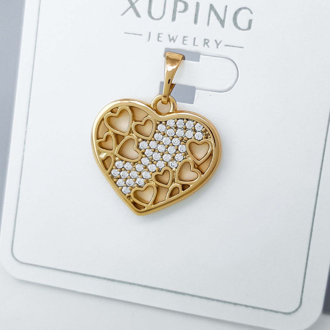 Кулон "Ажурне Серце" інкрустація цирконієм, медичне золото Xuping 18К