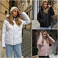 Жіноча демісезонна куртка - бомбер з плащової тканини: 42-44, 46-48, 50-52. Кольори: беж, чорний, білий.