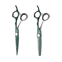 Набір перукарських ножиць Proline сріблясто-зелені, матові 6.0" (KG1-60+KG1-60T)