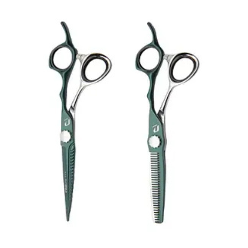 Набір перукарських ножиць Proline сріблясто-зелені, матові 6.0" (KG1-60+KG1-60T)