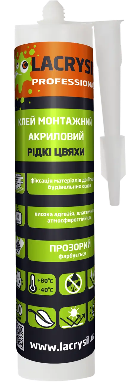 Клей LACRYSIL монтажний акриловий "Ридкі цвяхи" (білий), 400 г
