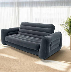 Розкладний надувний велюровий (203*224*66 см) диван для двох зі спинкою Intex 66552