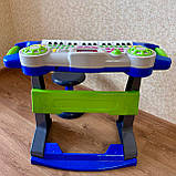 Дитячий піаніно-синтезатор Bambi SK-7878 на ніжках зі стільчиком фортепіано синій, фото 3