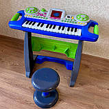 Дитячий піаніно-синтезатор Bambi SK-7878 на ніжках зі стільчиком фортепіано синій, фото 4