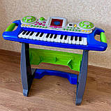 Дитячий піаніно-синтезатор Bambi SK-7878 на ніжках зі стільчиком фортепіано синій, фото 5