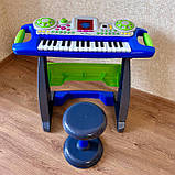 Дитячий піаніно-синтезатор Bambi SK-7878 на ніжках зі стільчиком фортепіано синій, фото 6