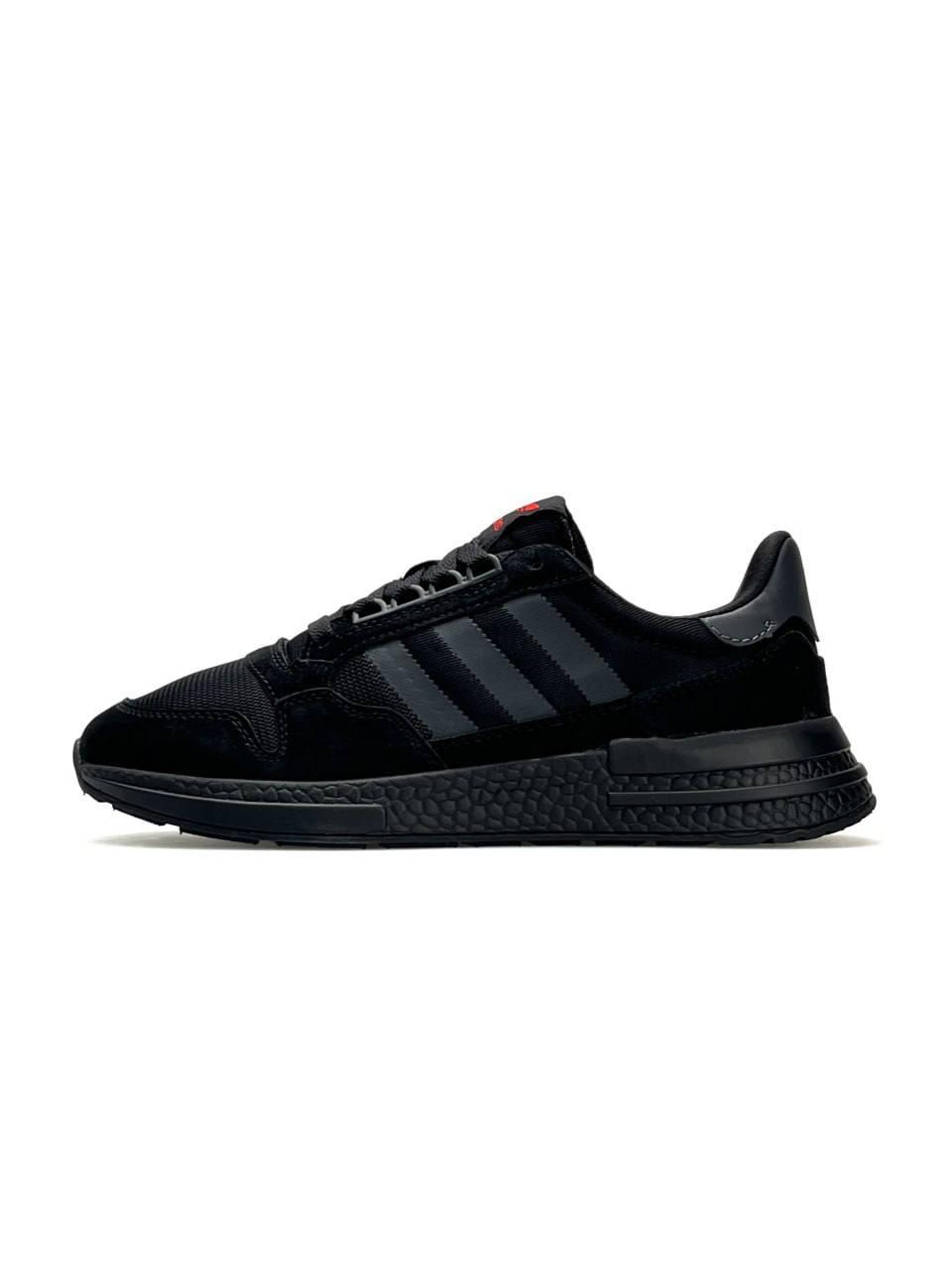 Чоловічі кросівки замша текстиль Adidas ZX 500 RM All Black, кеди Адідас замшеві чорні 41