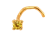 Пірсинг у ніс із золота 585 проби з фіанітом жовтого кольору 2мм, артикул 1018.2 0.15, фото 2