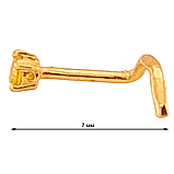 Пірсинг у ніс із золота 585 проби з фіанітом жовтого кольору 2мм, артикул 1018.2 0.15, фото 4