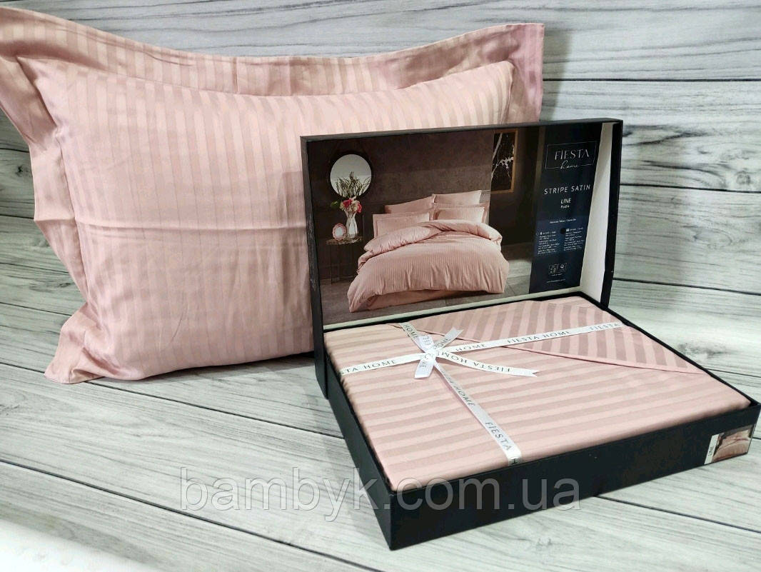 Постільна білизна Fiesta "Line" сатин жаккард stripe преміум євро-розміру бавовняна Туреччина, фото 1