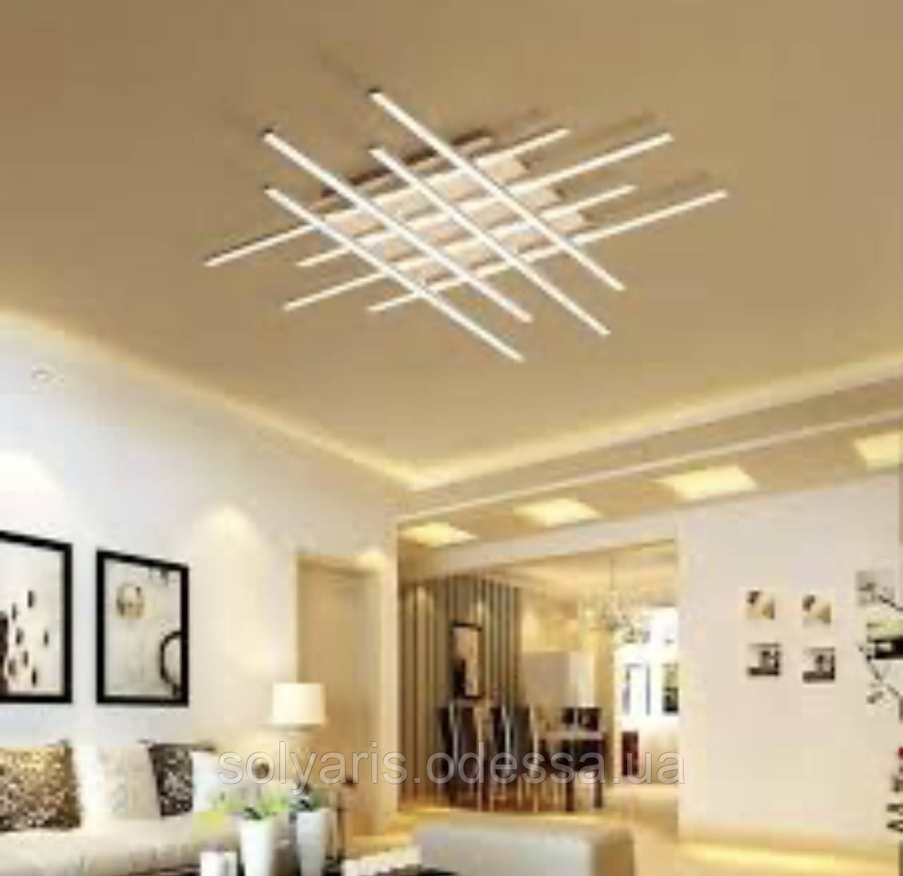 Стельова світлодіодна люстра геометрія 192 ват 73см 223406/8 (чорна,біла), фото 1