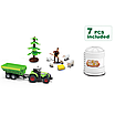 Іграшкова ферма дитячий набір реалістичних фігурок тварин фермер вівці трактор причіп сіно дерево звук світло, фото 2