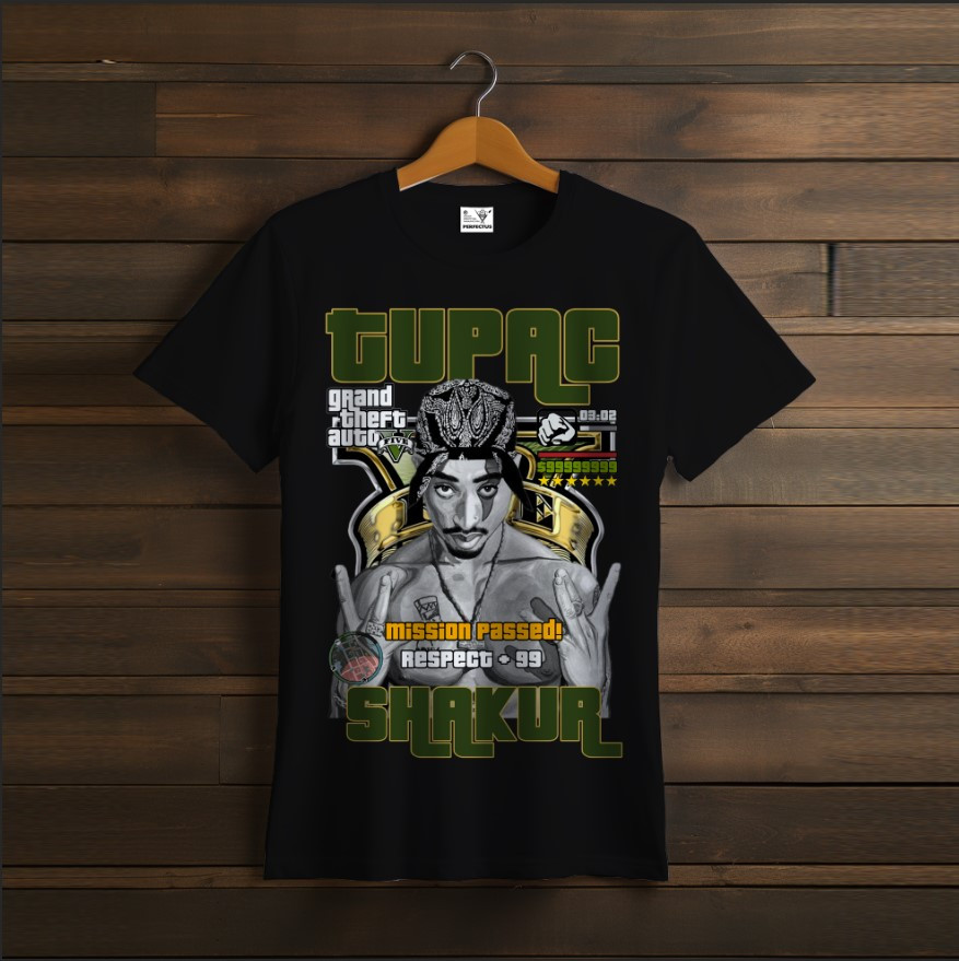 Футболка унісекс "2PAC TUPAC Тупак Репер Чорна 4"