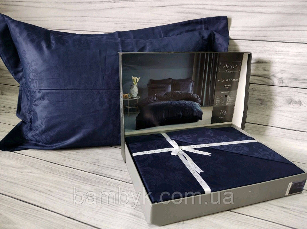 Постільна білизна Fiesta "Sandra" сатин жаккард преміум євро-розміру бавовняна Туреччина, фото 1