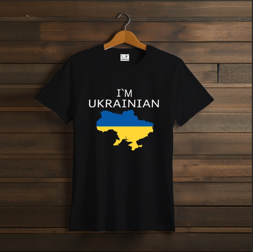 Футболка унісекс з принтом "Чорного кольору Україна країна Я українець жовто блакитне"