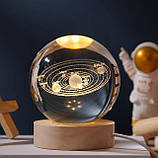 Нічник 3D куля сонячна система LED USB, фото 3