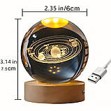 Нічник 3D куля сонячна система LED USB, фото 6