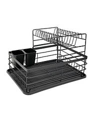 Сушарка для посуду 43х16х32.5 см з алюмінію та піддоном Kamille KM-0757