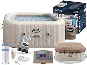Джакузі СПА Intex 28446 надувний 175 х 71 см Chevron Deluxe 4-місць, аеро, 1741 л/г, WiFi