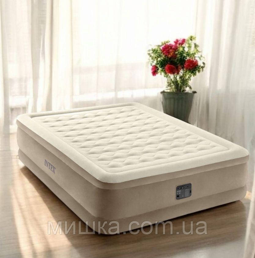 Надувне ліжко 203*152*46 см двоспальне, з вбудованим насосом 220В, Intex 64458