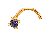 Пірсинг у ніс із золота 585 проби з фіанітом синього кольору 2мм, артикул 1018.5 0.15, фото 2