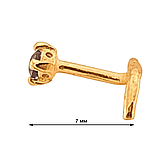 Пірсинг у ніс із золота 585 проби з фіанітом синього кольору 2мм, артикул 1018.5 0.15, фото 4