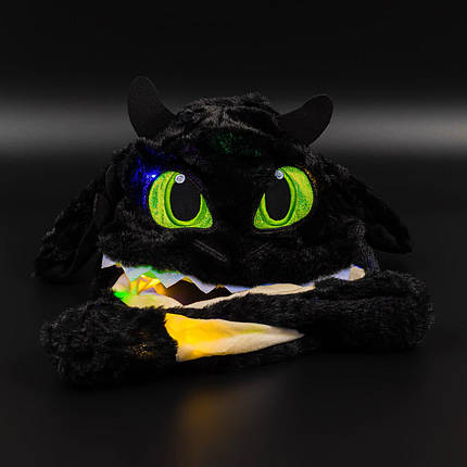 Шапка Дракон Беззубик вуха піднімаються і світяться, розмір 52-56 см, фото 1