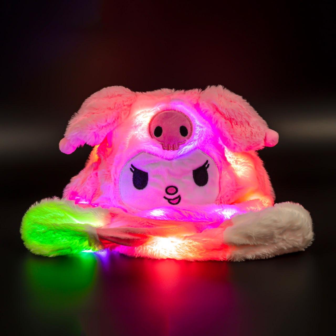 Шапка Куромі аніме з вухами що піднімаються і світяться рожева, розмір 52-56 см