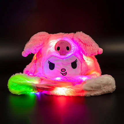 Шапка Куромі аніме з вухами що піднімаються і світяться рожева, розмір 52-56 см, фото 1