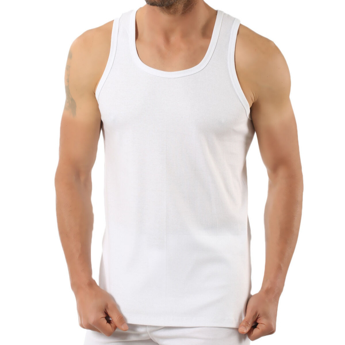 Майка борцовка чоловіча біла Розмір S М L XL XXL, фото 1