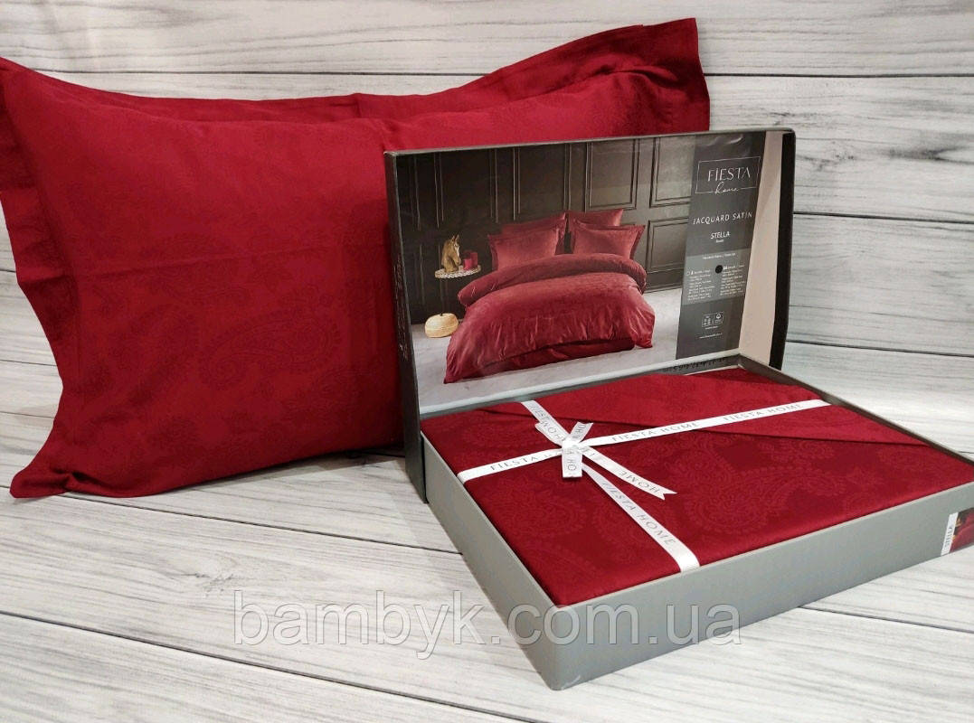 Постільна білизна Fiesta "Stella" сатин жаккард преміум євро-розміру бавовняна Туреччина, фото 1