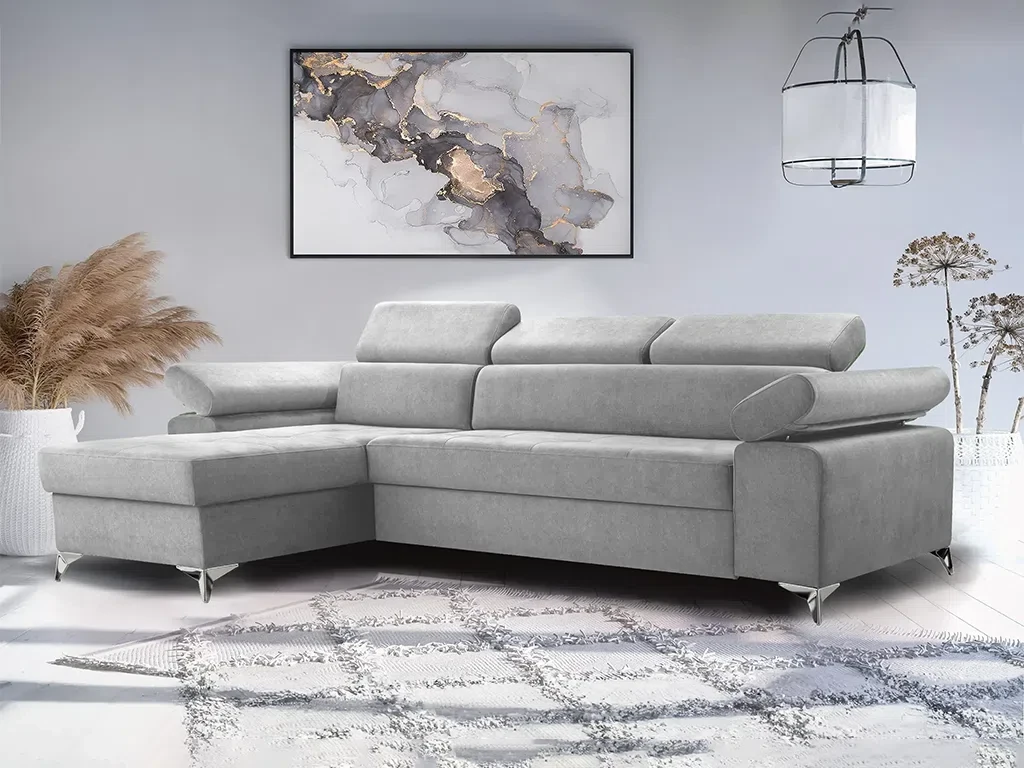 М'який розкладний кутовий диван Bardi (сірий світлий), фото 1