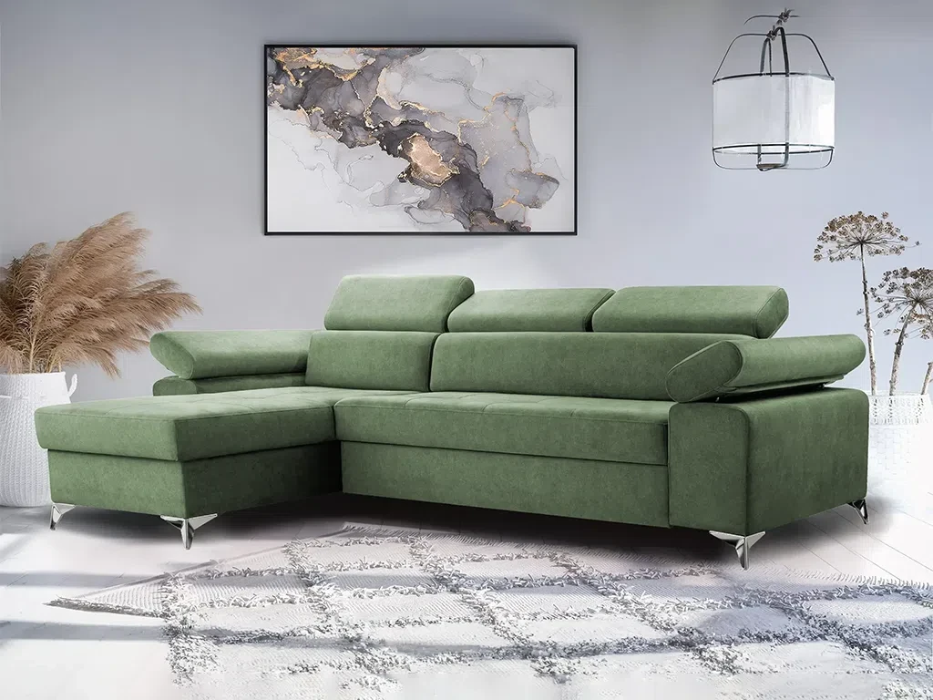 М'який розкладний кутовий диван Bardi (зелений), фото 1