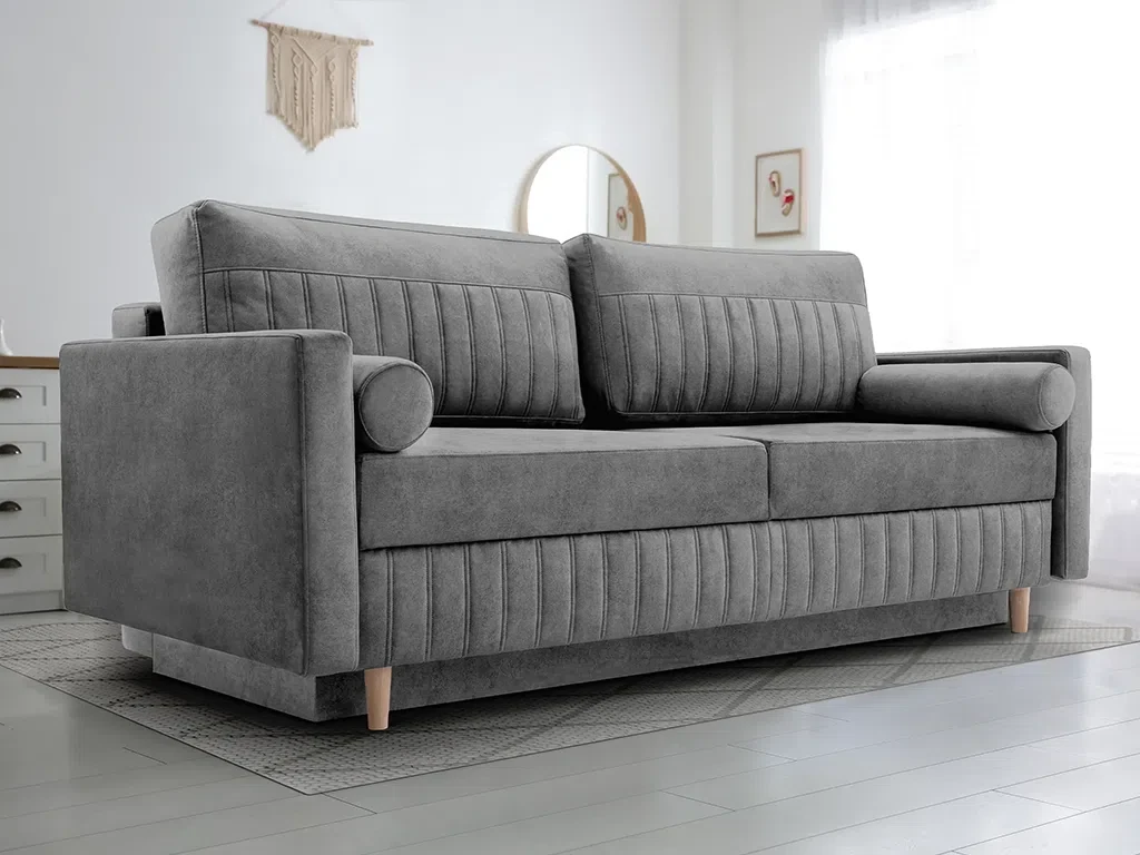 М'який розкладний прямий диван Siena (сірий), фото 1