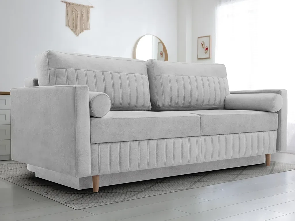 М'який розкладний прямий диван Siena (сірий світлий), фото 1