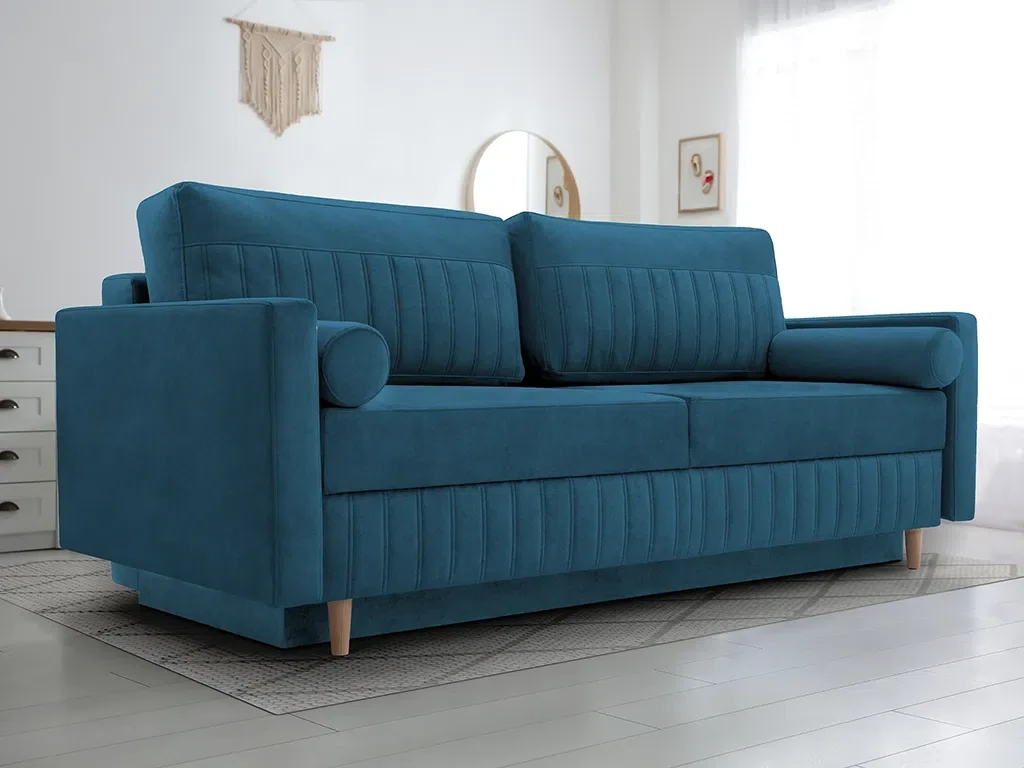 М'який розкладний прямий диван Siena (синій), фото 1